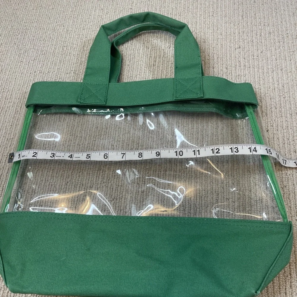 Pottery Barn Kids Clear Plastic Green Canvas Tote